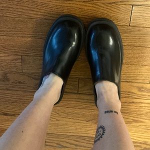 Black Lug Sole Mules- Size 10